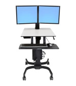 ERGOTRON WorkFit-C, Dual Sit-Stand Workstation,pojízdná nastavitelná prac. stanice, sezení/stání, dva monitory