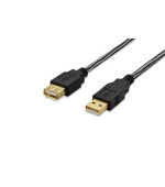 Ednet Prodlužovací kabel USB 2.0, typ A M / F, 3,0 m, kompatibilní s USB 2.0, bavlna, zlato, sw