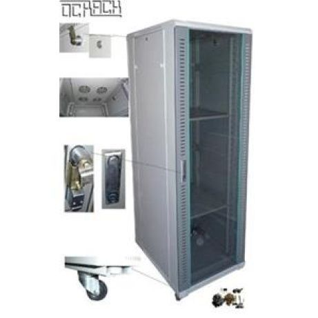 OCRACK 19' OCC-30U-61SBK rozvaděč stojanový 30U/600x1000 skleněné dveře - černý