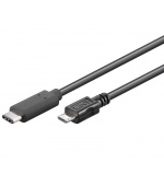 PremiumCord USB-C/male - USB 2.0 Micro-B/Male, černý, 0,6m
