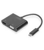 DIGITUS Adaptér USB typu C na HDMI + VGA 4K/30 Hz / Full HD 1080p, černý