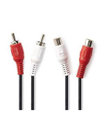 Nedis CAGB24205BK50 - Stereofonní Audio Kabel | 2x RCA Zástrčka - 2x RCA Zásuvka | 5 m | Černá barva