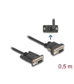 Delock Sériový kabel ze zásuvky RS-232 D-Sub9 na zásuvku D-Sub9, napájení na pinu 9, délka 0,5 m