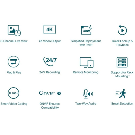 TP-LINK Záznamové zařízení VIGI NVR1008H-8P - NVR, 8 kanálů, 8x PoE