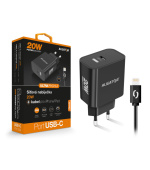 Chytrá síťová nabíječka ALIGATOR Power Delivery 20W, USB-C kabel pro iPhone/iPad, černá