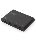 DIGITUS 4-portový USB-C hub 10G 2x USB-C Data + PD 3.0, 2x USB-A, černý