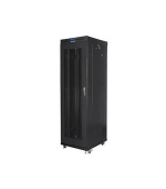 LANBERG Volně stojící skříň 19" 42U/600x800 (v rozloženém stavu) síťované dveře LCD černá (RAL9004)