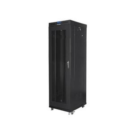 LANBERG Volně stojící skříň 19" 42U/600x800 (v rozloženém stavu) síťované dveře LCD černá (RAL9004)