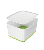 LEITZ Úložný box s víkem  MyBox, velikost L, bílá/zelená