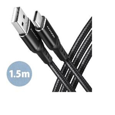 AXAGON BUCM-AM15AB, HQ kabel USB-C <-> USB-A, 1.5m, USB 2.0, 3A, ALU, oplet, černý