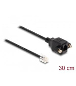 Delock Kabel ze zástrčky RJ10 na zásuvku RJ10 k instalaci, 30 cm, černý
