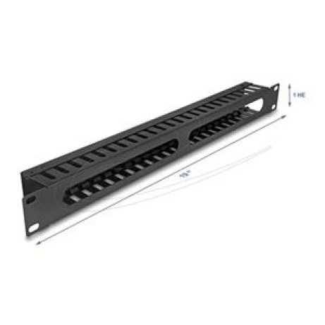 Delock 19” Management panel pro správu kabelů, se 2 otvory, 1U, kov, černý