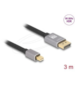 Delock Kabel mini DisplayPort na DisplayPort 8K 60 Hz 3 m šedá kovová bez západky