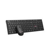 Klávesnice C-TECH WLKMC-03, bezdrátový combo set s myší, černý, USB, CZ/SK