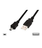 Digitus Připojovací kabel USB 2.0, typ A - mini B (5pin) M / M, 1,0 m, kompatibilní s USB 2.0, UL, bl