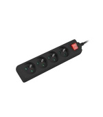 LANBERG Prodlužovací přívod   1.5M 4X klasická zásuvka s vypínačem měď kabel černý
