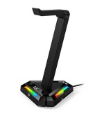 Genius GX-UH100, Stojan, na herní headset s USB HUBem, RGB podsvícení, 2x USB, 2x USB-C, černý