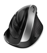 Genius Ergo 8250S, Myš, bezdrátová, vertikální, 1600DPI, 6 tlačítek, tichá, černo-stříbrná