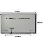 LCD PANEL 17,3" FHD 1920x1080 30PIN MATNÝ IPS / ÚCHYTY NAHOŘE A DOLE