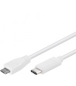 PremiumCord USB-C/male - USB 2.0 Micro-B/Male, bílý, 0,6m