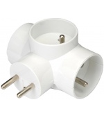 PremiumCord Roztrojka 230V 10A, 3x kulatá zásuvka, bílá