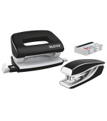 LEITZ Set mini sešívačky a děrovačky  WOW, černá