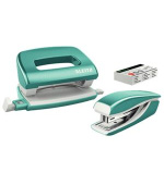 LEITZ Set mini sešívačky a děrovačky  WOW, ledově modrá