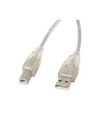 LANBERG USB-A (M) na USB-B (M) 2.0 kabel 3m, transparentní