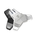 VIKING USB FLASH DISK 3.0 4v1 64GB, S KONCOVKOU APPLE LIGHTNING, USB-C, MICRO USB, USB3.0, stříbrná