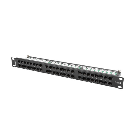 LANBERG PATCH PANEL 48 PORTŮ 1U 19" CAT.6 UTP ČERNÝ