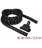 Delock Spirálová hadice se vtahovacím nástrojem 2,5 m x 30 mm, černá