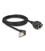 Delock Síťový prodlužovací kabel ze zástrčky S/FTP RJ45, pravoúhlý (90°), na integrovanou zásuvku RJ45, Cat.6A, 2 m, černý