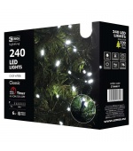 Vánoční řetěz 240 LED - 24m, stud.bílá+časovač
