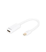 Digitus DisplayPort adapter cable, mini DP - HDMI type A M/F, 0.15m, DP 1.1a, CE, wh