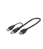 Digitus USB 3.0 Y-adapter cable, type 2xA - A M/M/F, 0.3m, Super Speed, bl