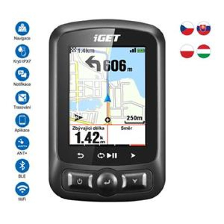 iGET CYCLO C250 - Cyklocomputer 2,2" barevný displej, baterie až 22 hodin, bezdrátový, GPS/GLONASS/BeiDou