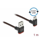 Delock Kabel EASY-USB 2.0 Typ-A samec na USB Type-C™ samec pravoúhlý nahoru / dolů 1 m černý