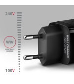 AXAGON ACU-DPQ65, GaN nabíječka do sítě 65W, 3x port (USB-A + dual USB-C), PD3.0/QC4+/PPS/Apple, černá