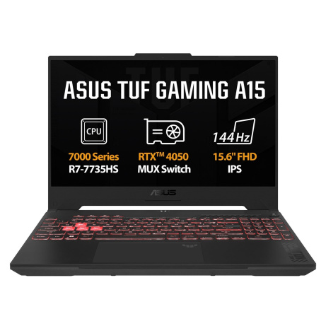 ASUS TUF Gaming A15/FA507NU/R7-7735HS/15,6"/FHD/16GB/1TB SSD/RTX 4050/bez OS/Gray/2R