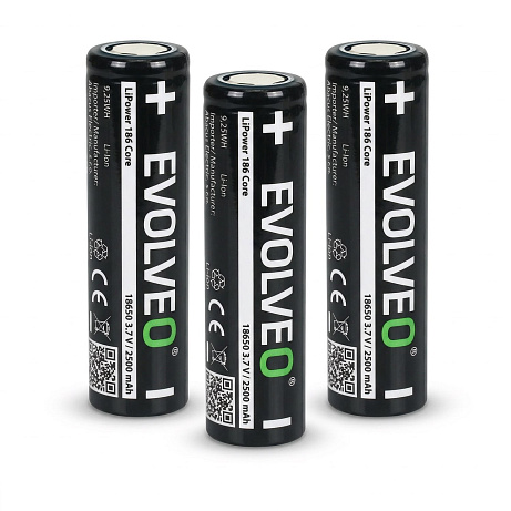 EVOLVEO LiPower 186 Core 2500, Li-ion baterie 18650 (3.7 V / 2500 mAh), 3ks
