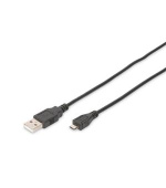 Digitus USB 2.0 connection cable, type A - micro B M/M, 1.8m, USB 2.0 compatible, bl