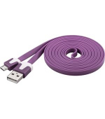 PremiumCord Kabel micro USB 2.0, A-B 2m, plochý PVC kabel, fialový