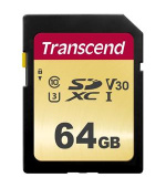 Transcend 64GB SDXC 500S (Class 10) UHS-I U3 V30 MLC paměťová karta, 95 MB/s R, 60 MB/s W