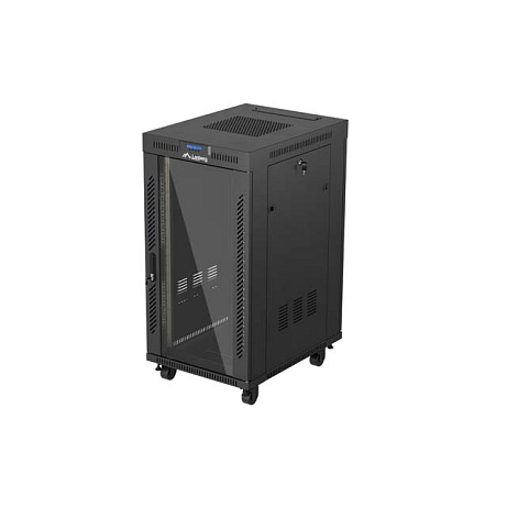 19" VOLNĚ STOJÍCÍ RACKOVÁ SKŘÍŇ 22U 600X800 ČERNÉ SKLENĚNÉ DVEŘE LANBERG (PLOCHÉ BALENÍ) V2