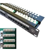 DATACOM Patch panel 24x RJ-45,Cat5e UTP, 19" s vyvázáním, horní zářez
