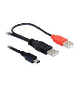 Delock napájecí Y kabel, 2xUSB A na mini USB B, 1 metr