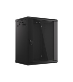 LANBERG 19" RACKOVÁ SKŘÍŇ PRO MONTÁŽ NA STĚNU 15U/600X450 (v rozloženém stavu) S PROSKLENÝMI DVEŘMI ČERNÁ  V2