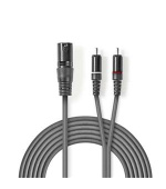 Nedis COTH15200GY30 - XLR Audiokabel | XLR 3pinová Zástrčka – 2x RCA Zástrčka | 3 m | Šedá barva