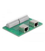 Delock 2 x zásuvkových konektorů RJ45 na 2 x svorkovnice, s tlačítkem, na DIN lištu