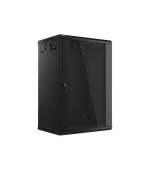 LANBERG 19" RACKOVÁ SKŘÍŇ PRO MONTÁŽ NA STĚNU 18U/600X450 (v rozloženém stavu) S PROSKLENÝMI DVEŘMI ČERNÁ  V2